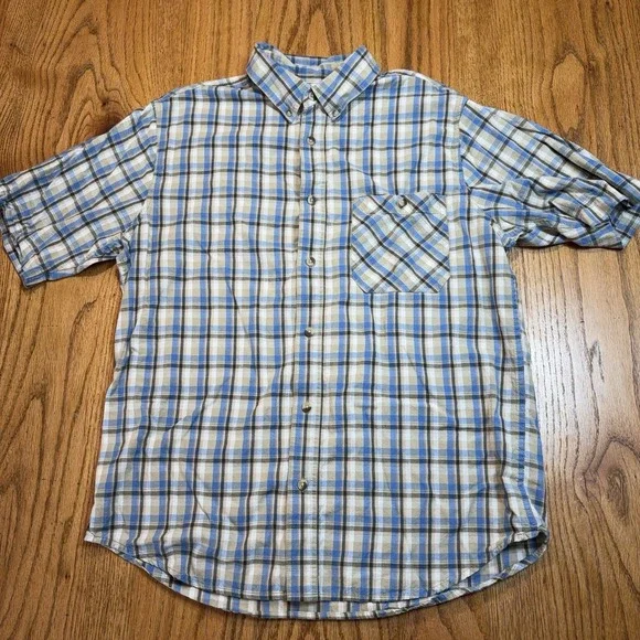 Lot of 3 Woolrich Short Sleeve Button Up Shirts Men's Large Heather Gray Plaid - Picture 10 of 11